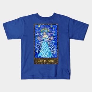 Queen Of Swords. Magic Gate Tarot Card Design. Kids T-Shirt